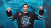 Flexing San Jose GIF by San Jose Barracuda
