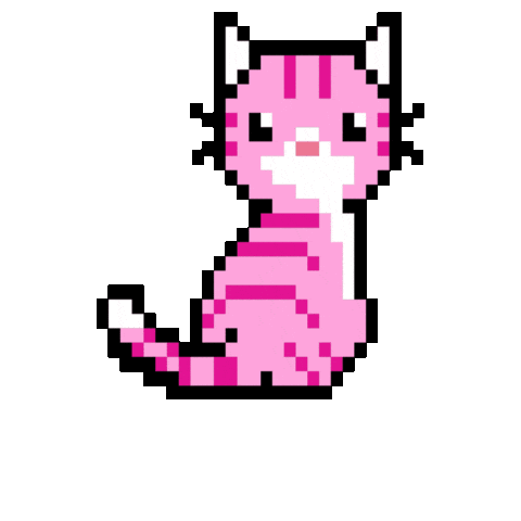 Pixel Art Pink Cat Sticker by katscratch rekords