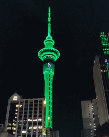 Auckland's Sky Tower Lights Up as New Zealand Celebrates New Year