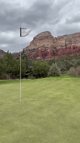 Strong Wind Puts Golf Course Flagstick Strength to the Test