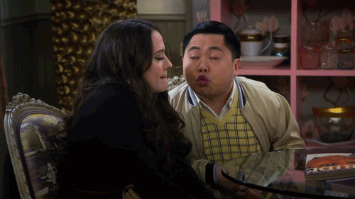 2 broke girls kiss GIF by CBS