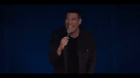 michaelyocomedy giphyupload laughing standup standupcomedy GIF