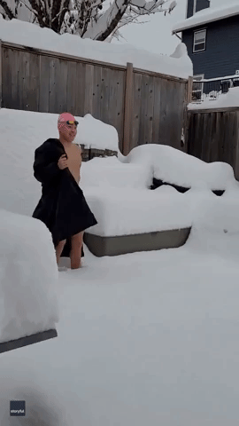 Swimmer Dives Into Snow as Winter Storm Batters BC