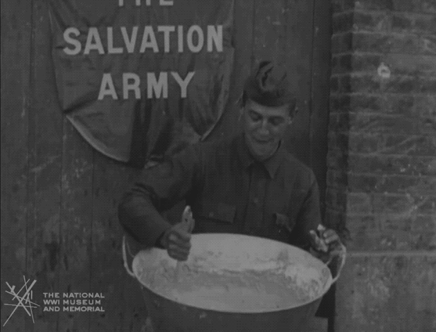 NationalWWIMuseum giphyupload black and white cooking donuts GIF