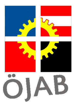 oejab_at giphyupload logo blue red Sticker