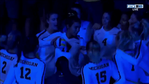 dancing michigan volleyball GIF by Michigan Athletics