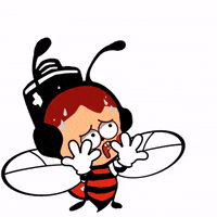 Peebeez red scary scared bee GIF