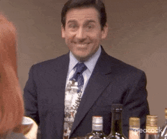 The Office gif. We zoom in on Steve Carell as Michael Scott, who grins as he gives us finger guns.