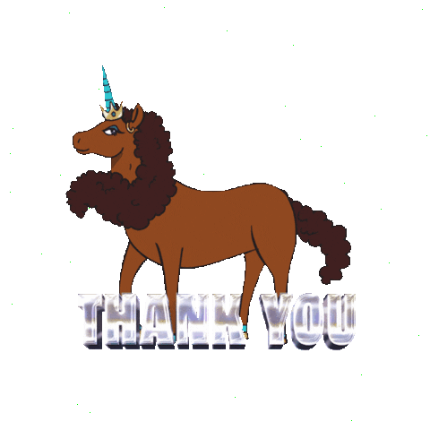 Thanks Thank You Sticker by Afro Unicorn