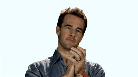 Celebrity gif. James Van Der Beek looks unimpressed as he slow glaps with a glare in his eye. 