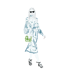 kcadesignco fashion vintage woman walking kca design co Sticker