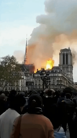Spire on Notre Dame Cathedral Collapses Into Flames