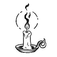 steph_fireflyatelier black and white candle flame black white Sticker