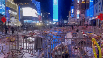 Confetti Covers Times Square Following NYE