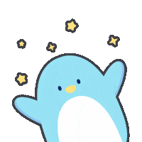 yenyendesign happy kawaii celebrate blue Sticker