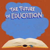 Digital art gif. Light blue cloud hovers over an open book against an orange background. Text, “The future of education in Nevada is on the ballot.”