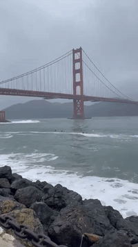 Surfers Brave Dangerous Waves Amid San Francisco Storm
