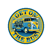 TwoRoads vw bus two roads the bus get on the bus Sticker