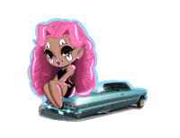 Classic Car Pink Hair Sticker
