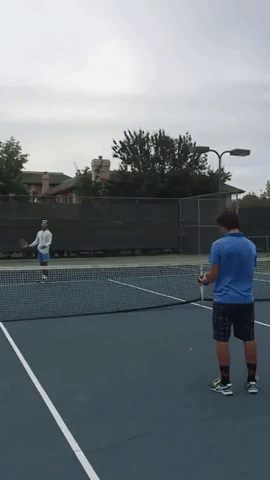 Man Makes Attempt at Iconic Tennis Trick