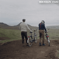 Bicycling Sam Heughan GIF by Men in Kilts: A Roadtrip with Sam and Graham