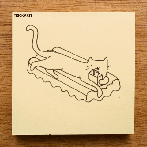 trickartt cat cool milk floating GIF