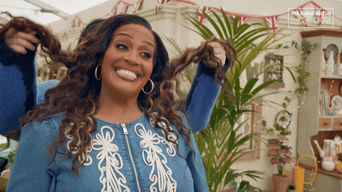 Happy Hair GIF by The Great British Bake Off