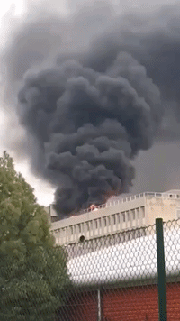 Explosion Erupts From Rooftop of Burning Lyon University Building