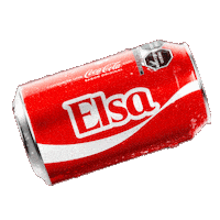 Sponsored gif. A red can of Coca-Cola with the name "Elsa" spins horizontally.