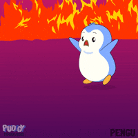 Scared On Fire GIF by Pudgy Penguins