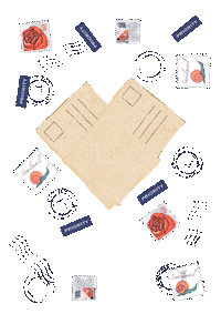 postcardsisters heart post letter card Sticker