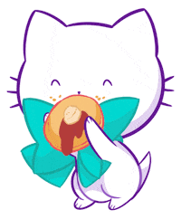 White Cat Eating Sticker by shourimajo