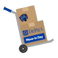 Move In Blue Demon Sticker by DePaulU