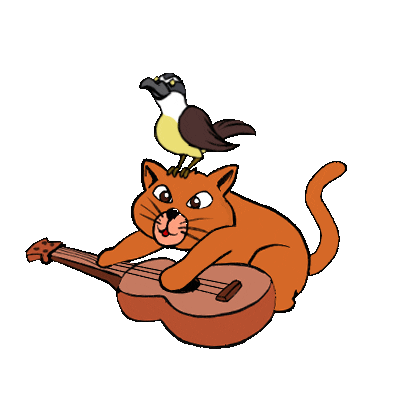 p4olodiego cat bird kitty guitar Sticker