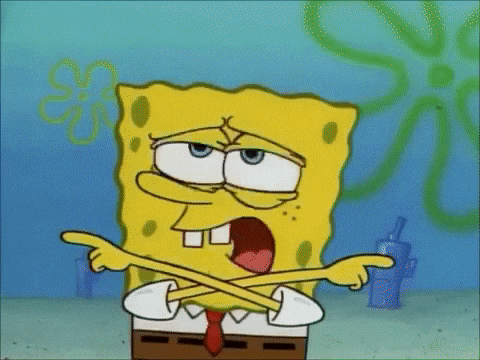 News Sebrae - Edição 56 - GIF Bob Esponja de braços cruzados apontado para lados opostos