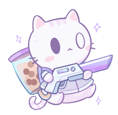 Bubble Tea Cat Sticker by yudoart