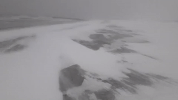 Atlantic City Beach Lashed by Wind and Snow