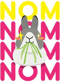 Hungry Nom Nom Sticker by rabbitomart