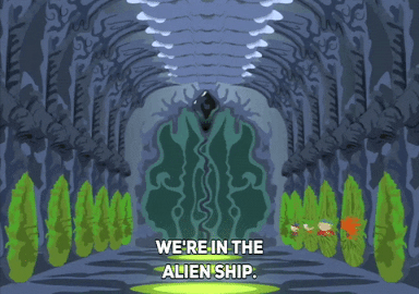 cave alien ship GIF by South Park 