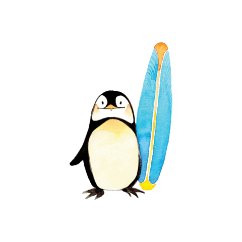 DualPetit giphyupload beach penguin surf Sticker