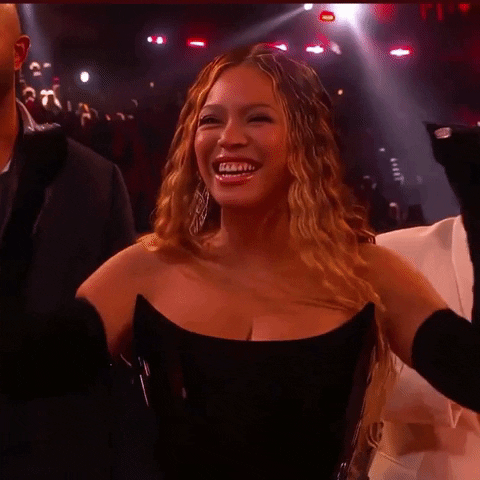 steviederrick beyonce cheering grammys excitement GIF