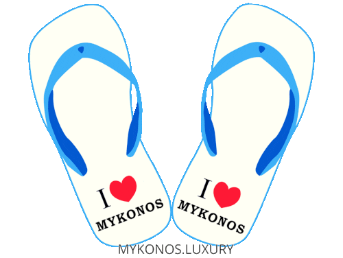 mykonoslux giphyupload mykonos flip flops Sticker