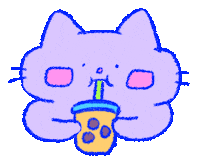Boba Tea Cat Sticker by Katharine Kow