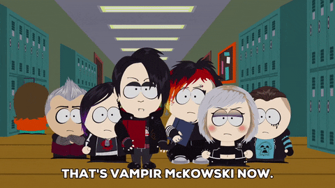 goth kids speaking GIF by South Park 
