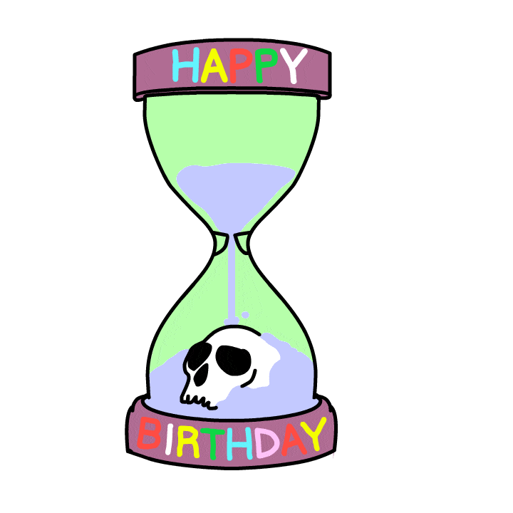 hour glass birthday Sticker by Studios Stickers