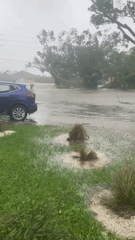 Floodwater Fills Residential Neighborhood as Hurricane Ian Wallops Southwestern Florida