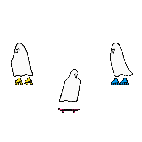 grantaart halloween spooky skateboarding ghosts Sticker
