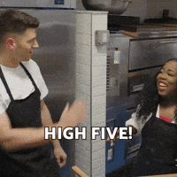 Chefnickdigiovanni celebrate teamwork highfive nailedit GIF