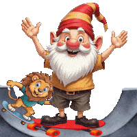 Skateboarding Cute Gnome Sticker