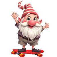 Skateboarding Cute Gnome Sticker